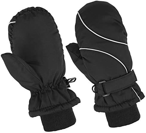 MENOLY Winter Toddler Waterproof Windproof Mitten Gloves Thinsulate Outdoors Sports Cold Weather Mittens for Little Girls Boys Black MENOLY