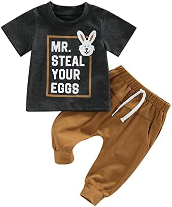 Ehfomius, пасхальный наряд для маленьких мальчиков, футболка с короткими рукавами и штанами для бега, комплект из 2 предметов, весенне-летняя одежда Ehfomius
