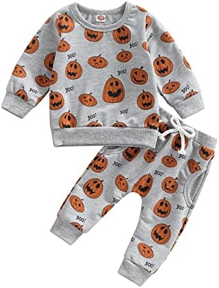 Sasaerucure для маленьких мальчиков, наряды на Хэллоуин, рубашки с длинными рукавами, толстовка с тыквой, брюки, 2 шт., осенне-зимняя одежда Sasaerucure