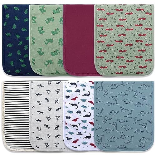 Hakochia Burp Cloths for Baby Girls Organic Cotton Large Burp Clothes Extra Absorbent Soft Burping Rags Spit Up Cloth Sets for Newborns 8 Pack Hakochia