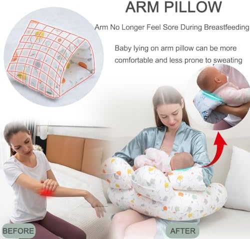 Breastfeeding Pillow for Mom, Nursing Pillow for Breastfeeding, Breastfeeding Pillow with Adjustable Strap, Fence Protection (RABBIT) AMCATON