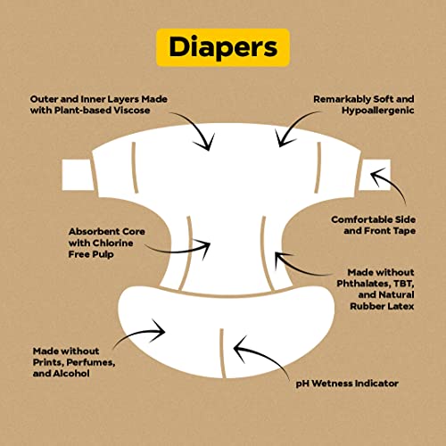 DYPER Детские подгузники из вискозы из бамбука, размер 3 + салфетки | Гипоаллергенный для чувствительной кожи, без запаха. DYPER