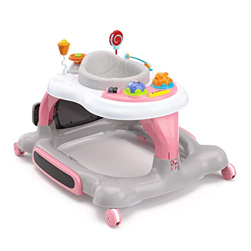 Ходунки и качалки Storkcraft 3-в-1 с трамплином и подносом для кормления, интерактивные ходунки для малышей и младенцев, розовый Storkcraft