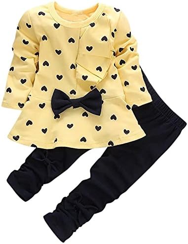 Одежда для маленьких девочек. Комплект детской одежды из 2 предметов с топом с длинными рукавами и брюками. MH-Lucky