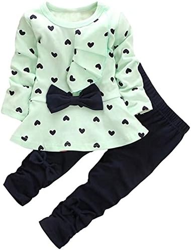 Одежда для маленьких девочек. Комплект детской одежды из 2 предметов с топом с длинными рукавами и брюками. MH-Lucky
