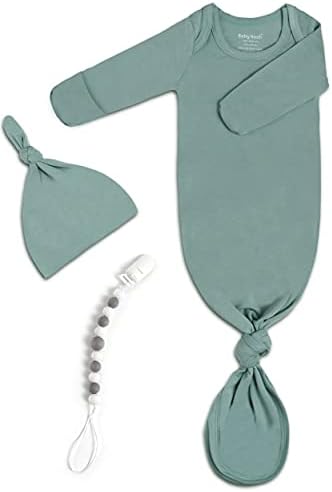 Завязанное платье для новорожденных, супермягкое шелковистое пижама с длинными рукавами для маленьких девочек и комплект шляпы Baby Noah