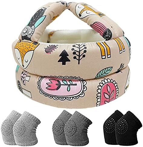 IULONEE Шлем для малышей и детские наколенники 3 пары, без ударов, защитная подушка для головы, бампер, капот, регулируемый защитный колпачок, дышащая сетка, детская защитная шапка для бега, ходьбы, ползания IULONEE