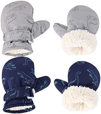 Weradau Fleece Lined Mittens for Baby Boys Girls,Baby Toddler Little Kids Winter Gloves Mittens - 2 Pair Pack Weradau