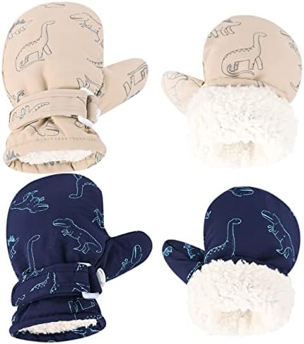 Weradau Fleece Lined Mittens for Baby Boys Girls,Baby Toddler Little Kids Winter Gloves Mittens - 2 Pair Pack Weradau