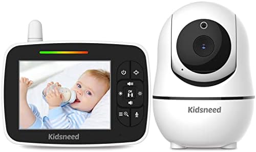 Детская радионяня Kidsneed — видеоняня с экраном 3,5 дюйма, камерой и аудио — дистанционное панорамирование, наклон и масштабирование, ночное видение, режим VOX, мониторинг температуры, колыбельные, двусторонний разговор, радиус действия 960 футов Kidsneed