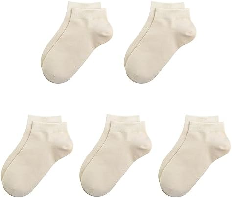 SERISIMPLE Bamboo School Socks Ankle Super Soft Kids Socks Stretch Cuffs Athletic Socks Odor Anti-odor 5 Pairs SERISIMPLE