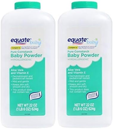 Присыпка Equate Pure Cornstarch Baby Powder Aloe и Vitamin E, 22 унции - 2 упаковки Equate