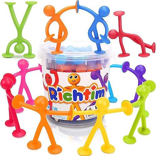 Toddlers Suction Bath Travel Toys - 24 Pack Kids Creative Sensory Suction Toy No Hole No Mold Bath Toy | Connect, Build, Create | Ideal Stuffers and Gifts for Boys and Girls Richtim