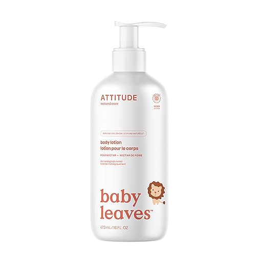 ATTITUDE Body Lotion for Baby, EWG Verified, Dermatologically Tested, Plant and Mineral-Based, Vegan, Unscented, 16 Fl Oz ATTITUDE