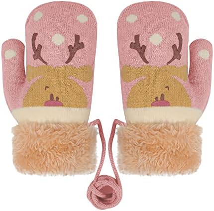 Holiberty Toddler Kids Warm Winter Gloves Cute Infant Baby Boys Girls Thick Fleece Lined Full Finger Ski Snow Gloves Mittens Holiberty
