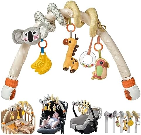 TUMAMA 2 in 1 Spiral Car Seat Toys Arch Stroller Toy Baby Hanging Toys with Clip Adjustable Detachable Sensory Travel Crib Bouncer Bassinet Activity Toys for Babies 0 3 6 9 12 24 Months TUMAMA