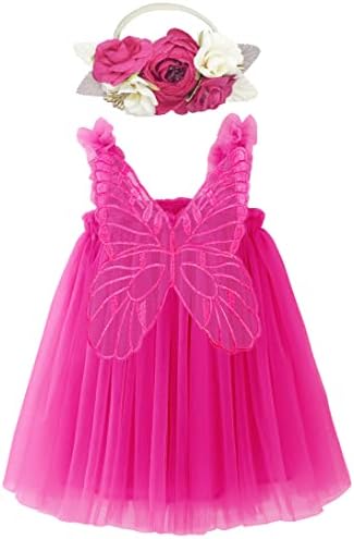 BGFKS многослойное тюлевое платье-пачка с бабочками для маленьких девочек, платье принцессы для маленьких девочек с цветочной повязкой на голову BGFKS