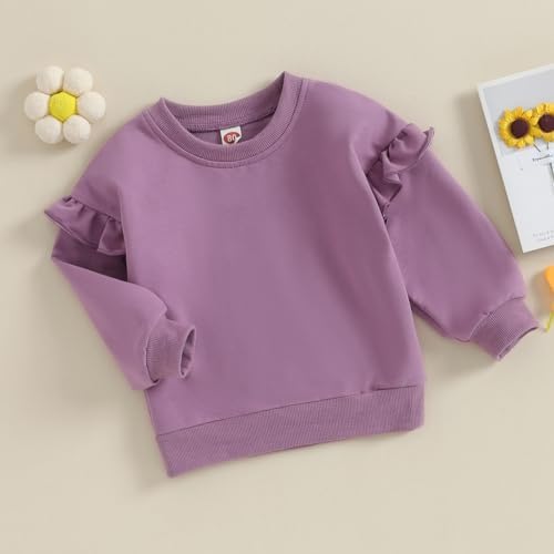 Mubineo, одежда для маленьких девочек, свитшот, базовый однотонный пуловер с рюшами, толстовка, осенне-зимние топы Mubineo