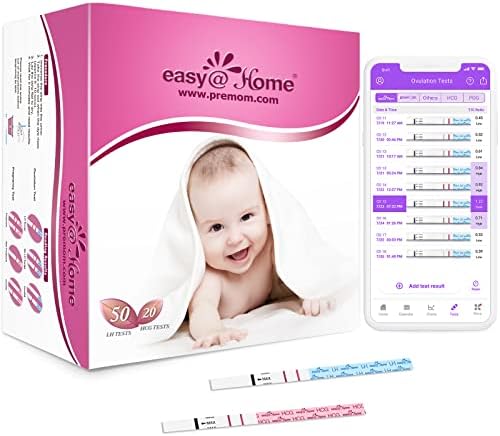 Easy@Home 50 Ovulation Test Strips and 20 Pregnancy Test Strips Combo Kit, (50 LH + 20 HCG)-Package May Vary Easy@Home