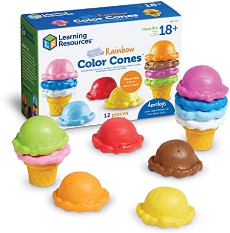 Учебные ресурсы Умные закуски Конусы радужного цвета — 12 штук, возраст от 18 месяцев Игрушки для ролевых игр для малышей, игрушки для развития мелкой моторики, обучающие игрушки для дошкольников Learning Resources
