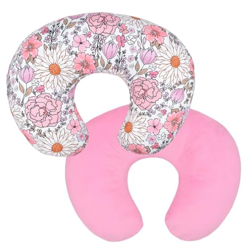 2 Pack Baby Nursing Pillow Cover Newborn U-Shaped Breastfeeding Cotton Pillowcase Cushion Cover Stretchy Replaceable Pillow Cover Slipcover BxuanW