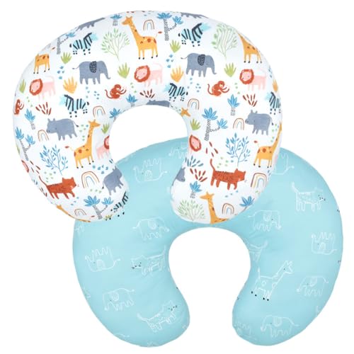 2 Pack Baby Nursing Pillow Cover Newborn U-Shaped Breastfeeding Cotton Pillowcase Cushion Cover Stretchy Replaceable Pillow Cover Slipcover BxuanW