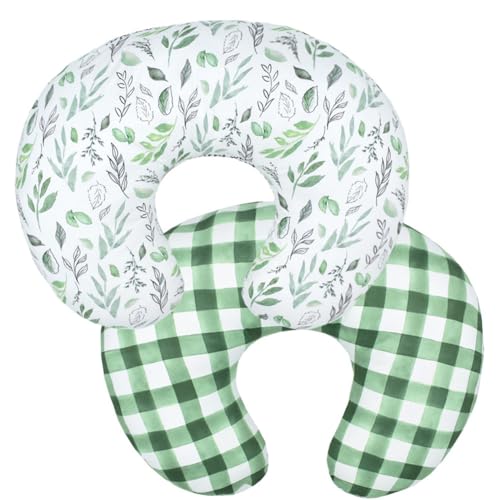 2 Pack Baby Nursing Pillow Cover Newborn U-Shaped Breastfeeding Cotton Pillowcase Cushion Cover Stretchy Replaceable Pillow Cover Slipcover BxuanW