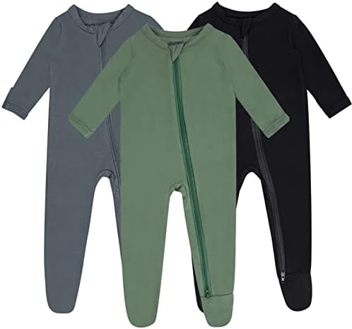 Пижама GUISBY для маленьких мальчиков с варежками, вискоза из бамбука, пижама с длинными рукавами и двусторонней молнией GUISBY