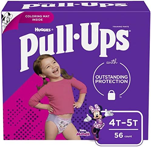 Учебные штаны с подтягиваниями для девочек, 4–5 лет (38–50 фунтов), 56 шт., нижнее белье для приучения к горшку для малышей, упаковка может отличаться Pull-Ups