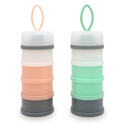 LADISO Baby Formula Dispenser, Formula Container, Portable Milk Powder Dispenser Container, Baby Feeding Travel Storage Container, Non-Spill Stackable Baby Snack Storage Container, BPA Free, 2 Packs LADISO