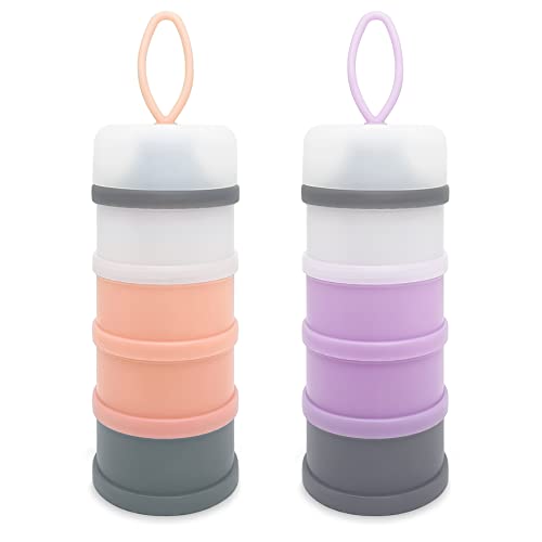 LADISO Baby Formula Dispenser, Formula Container, Portable Milk Powder Dispenser Container, Baby Feeding Travel Storage Container, Non-Spill Stackable Baby Snack Storage Container, BPA Free, 2 Packs LADISO