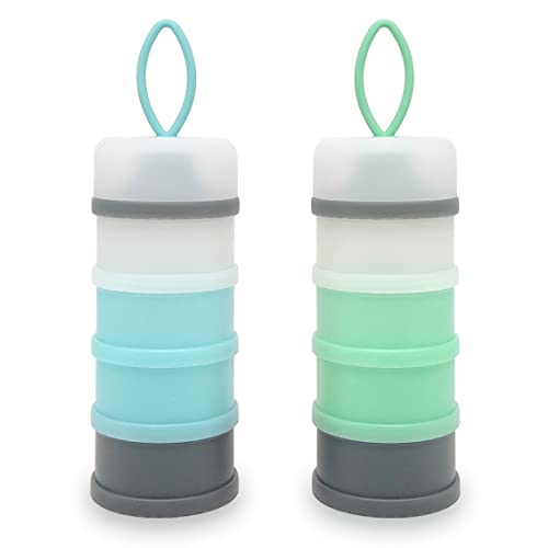 LADISO Baby Formula Dispenser, Formula Container, Portable Milk Powder Dispenser Container, Baby Feeding Travel Storage Container, Non-Spill Stackable Baby Snack Storage Container, BPA Free, 2 Packs LADISO