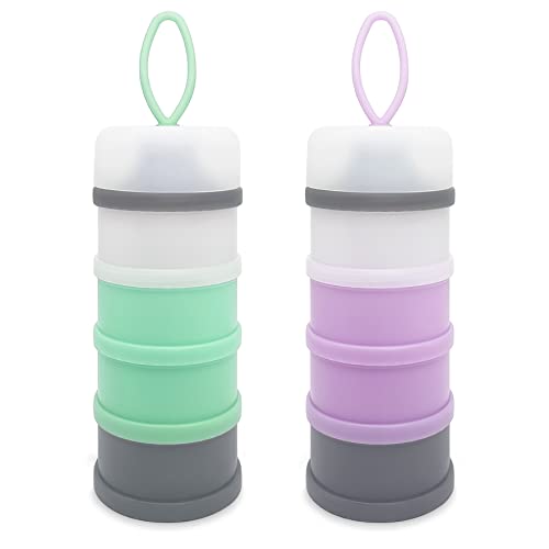 LADISO Baby Formula Dispenser, Formula Container, Portable Milk Powder Dispenser Container, Baby Feeding Travel Storage Container, Non-Spill Stackable Baby Snack Storage Container, BPA Free, 2 Packs LADISO