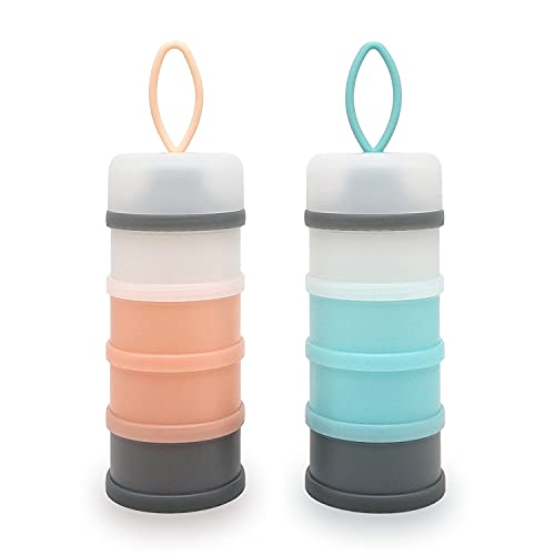 LADISO Baby Formula Dispenser, Formula Container, Portable Milk Powder Dispenser Container, Baby Feeding Travel Storage Container, Non-Spill Stackable Baby Snack Storage Container, BPA Free, 2 Packs LADISO