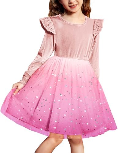 Arshiner платья-пачки для маленьких девочек, бархатное фатиновое осенне-зимнее праздничное платье с длинными рукавами и рюшами, От 2 до 6 лет Arshiner