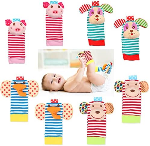 BLOOBLOOMAX Носки-погремушки для малышей 0-24 месяцев Детские игрушки для поиска ног в виде животных Развивающие игрушки BLOOBLOOMAX