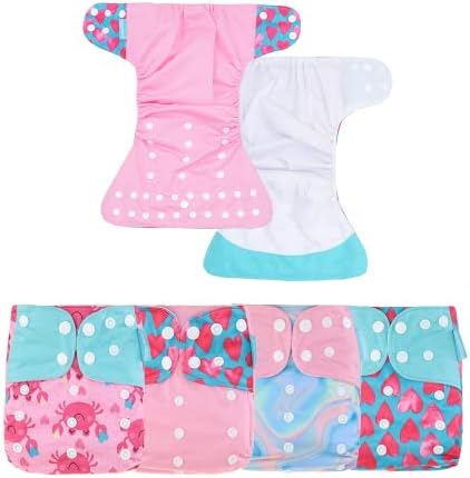 HappyFlute 9 Sets Newborn Baby Cloth Pocket Diapers One Size Adjustable Reusable for Baby Boys and Girls(6-33 pounds,0-3 Years),One Wet Bag+4Diapers and 4Inserts HappyFlute