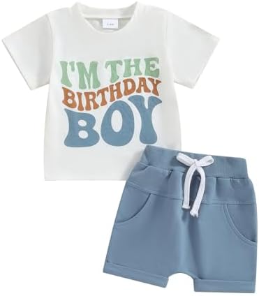 Летняя одежда для маленьких мальчиков, одежда на день рождения, футболка с короткими рукавами и шорты, комплект из 2 предметов Sasaerucure