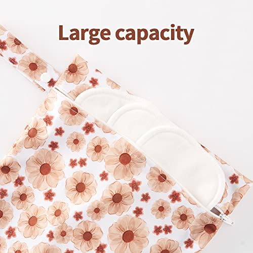 3 Set Wet Bag Storage Bag Zipper Waterproof Washable Travel Bags, Beach, Pool, Gym Bag for Cloth Diaper, Swimsuits & Wet Clothes for Baby,11.8x15.7inch (Daisy) HappyFlute