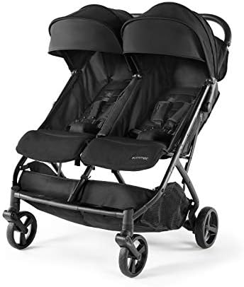 Легкая коляска Summer Infant 3Dpac CS+ Double, черная – Удобная коляска для детей совместимая с автомобильным креслом, с легким складыванием одной рукой, регулируемыми сиденьями и двумя огромными козырьками Summer Infant