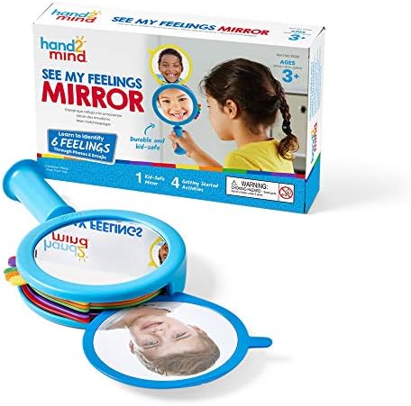 hand2mind See My Feelings Mirror, Social Emotional Learning Activities, Play Therapy Toys, Autism Learning Materials, Kids Anxiety Relief, Anger Management Toys, Calm Down Corner Supplies (Set of 1) Hand2mind