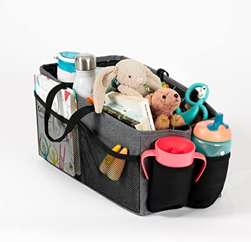 Автомобильный органайзер Diono Travel Pal XL на заднем сиденье, 12 отделений для детей и игрушек для домашних животных, изолированный держатель для напитков, разделяемое отделение для хранения, усиленные ручки для переноски, складной автомобильный органайзер, складывается, серый Diono