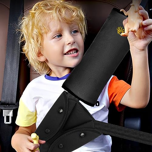 Seat Belt Adjuster and Seatbelt Pillow for Kids Travel, Seat Belt Cover & Seatbelt Adjuster for Child, Neck Shoulder Support Cushion Pad, Car Seat Safety Strap Headrest Positioner for Short Adult Baby SSAWcasa