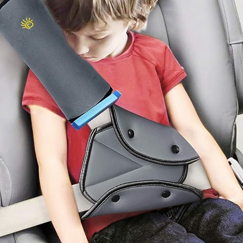 Seat Belt Adjuster and Seatbelt Pillow for Kids Travel, Seat Belt Cover & Seatbelt Adjuster for Child, Neck Shoulder Support Cushion Pad, Car Seat Safety Strap Headrest Positioner for Short Adult Baby SSAWcasa