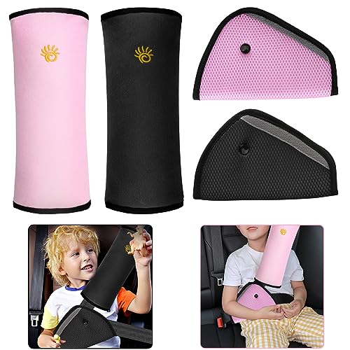 Seat Belt Adjuster and Seatbelt Pillow for Kids Travel, Seat Belt Cover & Seatbelt Adjuster for Child, Neck Shoulder Support Cushion Pad, Car Seat Safety Strap Headrest Positioner for Short Adult Baby SSAWcasa