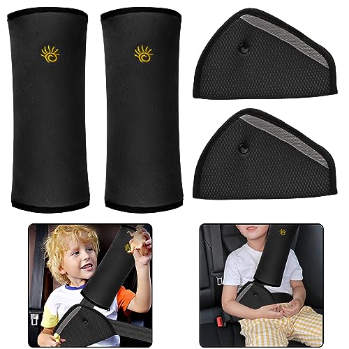 Seat Belt Adjuster and Seatbelt Pillow for Kids Travel, Seat Belt Cover & Seatbelt Adjuster for Child, Neck Shoulder Support Cushion Pad, Car Seat Safety Strap Headrest Positioner for Short Adult Baby SSAWcasa