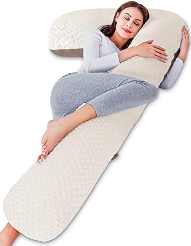 AngQi Body Pregnancy Pillow with Jersey Cover, L Shaped Full Body Pillow for Pregnant Women and Side Sleeping, Gray AngQi