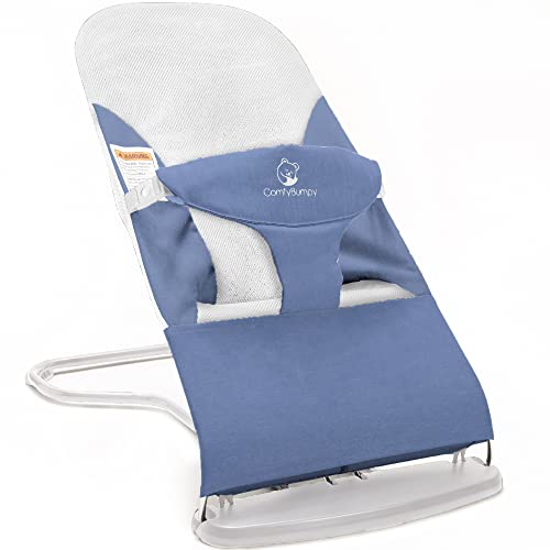 Эргономичное детское кресло-качалка ComfyBumpy — Бонусный дорожный футляр для переноски — Безопасное портативное кресло-качалка с регулируемой высотой — Надувное сиденье для младенцев, идеально подходящее для новорожденных (зеленое) ComfyBumpy