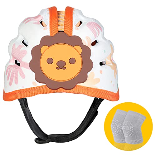 Baby Safety Helmet, Breathable Baby Head Protector for Crawling and Walking, Infant Soft Helmet, Anti-Collision, Ultra-Lightweight, Expandable and Adjustable Age 6m-24m (Brown Lion) IvyWind
