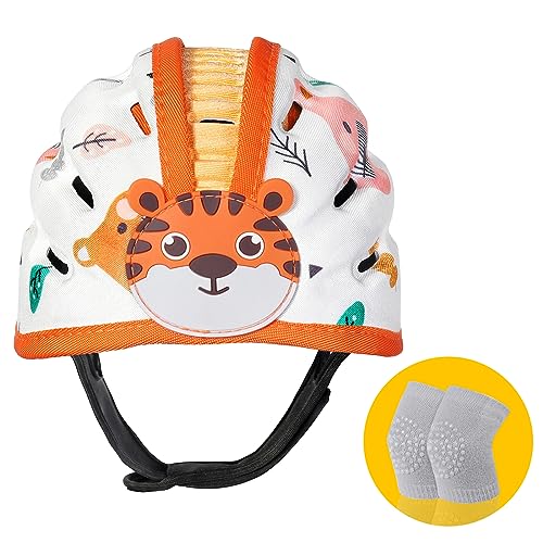 Baby Safety Helmet, Breathable Baby Head Protector for Crawling and Walking, Infant Soft Helmet, Anti-Collision, Ultra-Lightweight, Expandable and Adjustable Age 6m-24m (Brown Lion) IvyWind